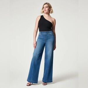 Spanx‎ Seamed Front Wide Leg Jeans in Vintage Indigo Size Large